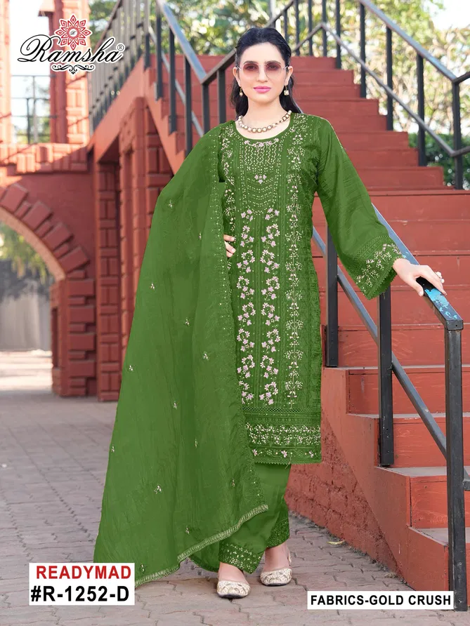 R 1252 Nx A To D By Ramsha Gold Crush Pakistani Readymade Suits Orders In India